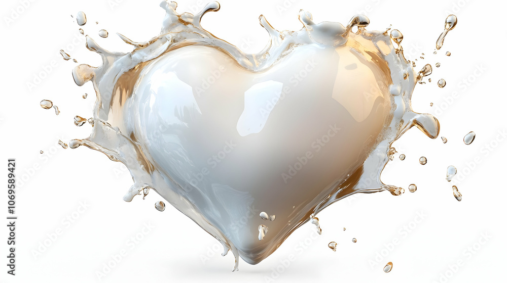 3D Render of Heart-shaped Liquid Splash 3D Render of Heart-shaped Liquid Splash