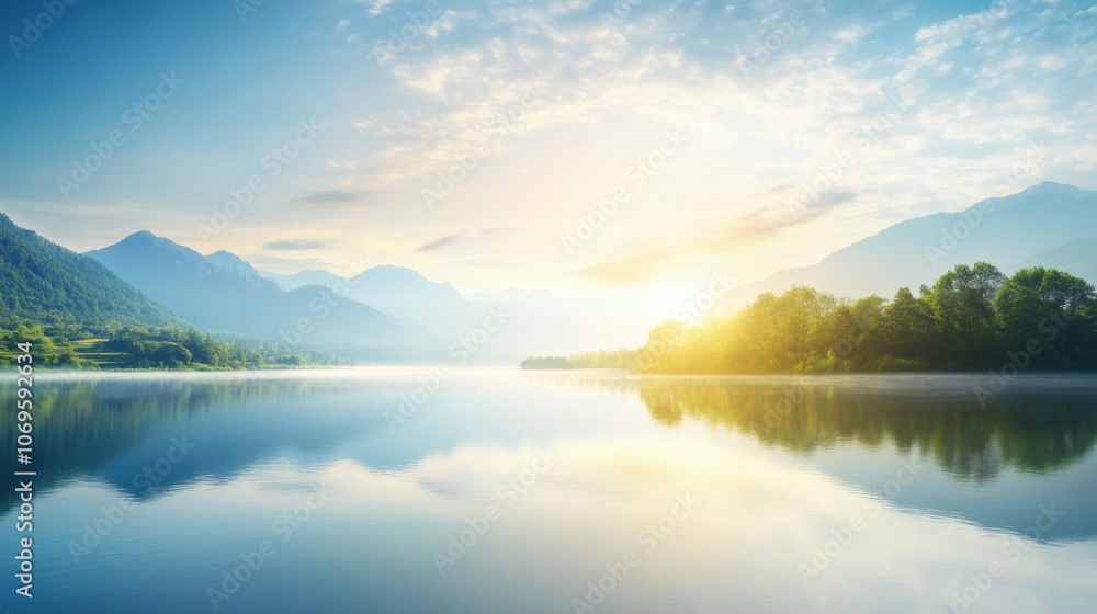 Fototapeta premium Serene River Retreat: A Natural Oasis for Relaxation