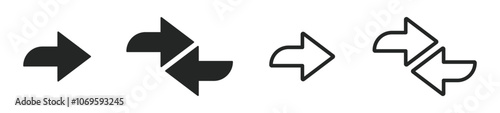 Data transfer arrows vector concepts. Transfer data arrow vector designs. Data transfer arrow icon. Double arrow icon