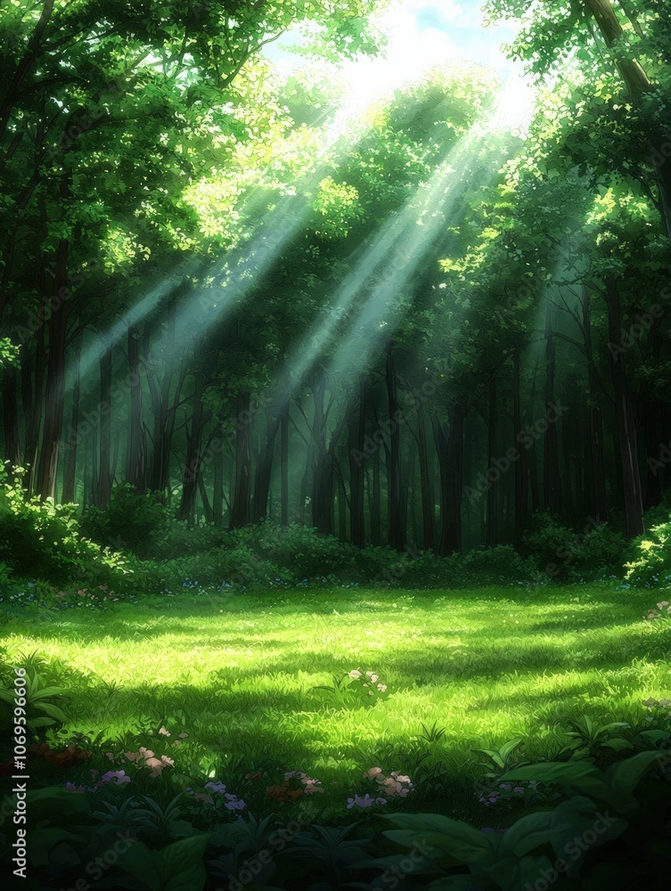 Obraz premium Discover the Tranquil Beauty of Sunlit Forests in Nature