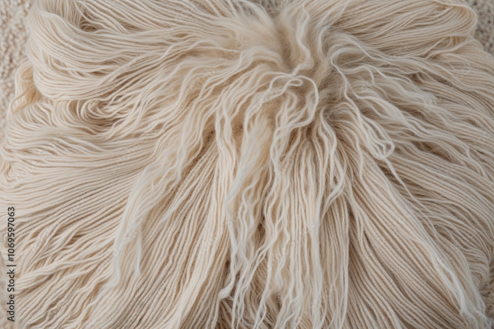 Fototapeta premium Soft Ivory Wool and Cotton Texture Backdrop Featuring Real Lamb Fleece Design