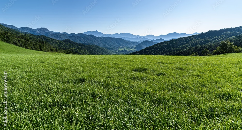 Scenic mountain landscape with green meadow Scenic mountain landscape with green meadow