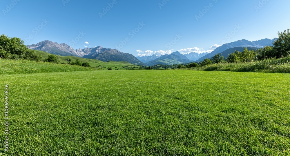 Scenic mountain landscape with green meadows Scenic mountain landscape with green meadows