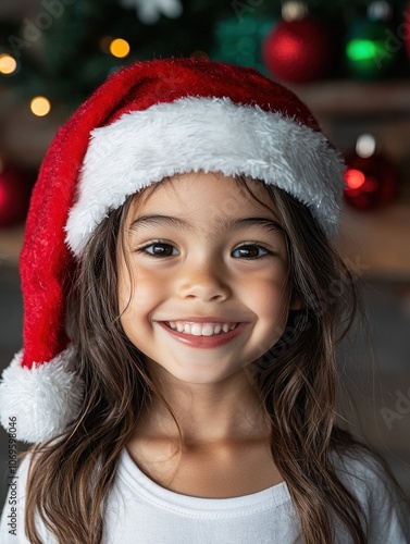 smiling child in santa hat