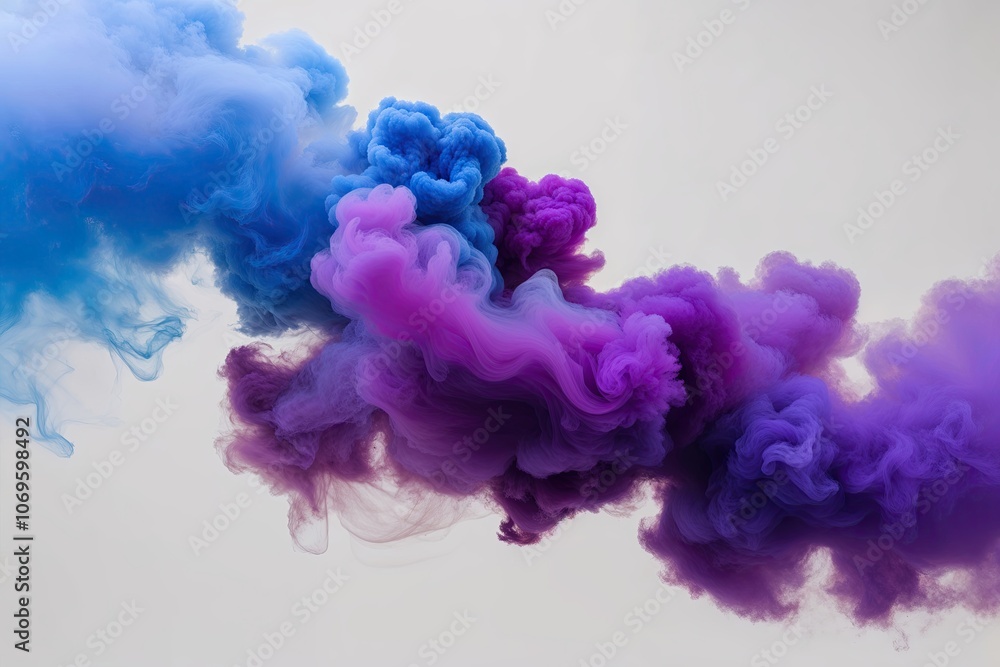 Blue and Purple Smoke Swirls Isolated on White Background Blue and Purple Smoke Swirls Isolated on White Background