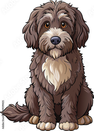 Cute Labradoodle Dog vector cartoon illustration
