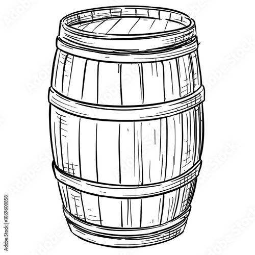 wood barrel handdrawn illustration