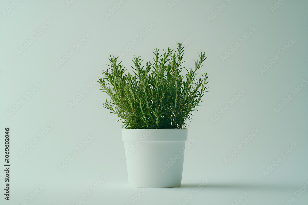Cultivating a small bunch of rosemary plants in a simple pot for fresh aromatic flavor Cultivating a small bunch of rosemary plants in a simple pot for fresh aromatic flavor
