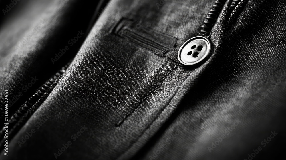 Close-Up of Black Fabric with Button Detail Close-Up of Black Fabric with Button Detail
