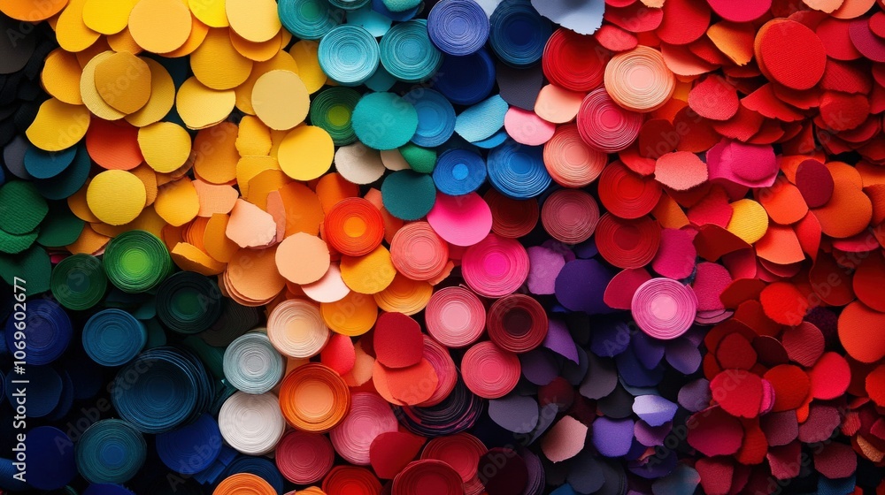 Vibrant multicolored abstract paper design with dynamic circular patterns. Perfect for backgrounds, art projects, and creative inspiration. Vibrant multicolored abstract paper design with dynamic circular patterns. Perfect for backgrounds, art projects, and creative inspiration.