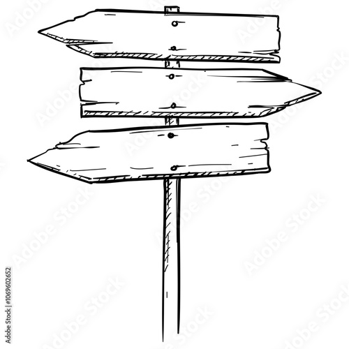 wooden sign handdrawn illustration