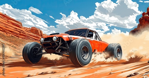 A vector illustration of an off-road buggy, ideal for safari adventures or motorsport events.