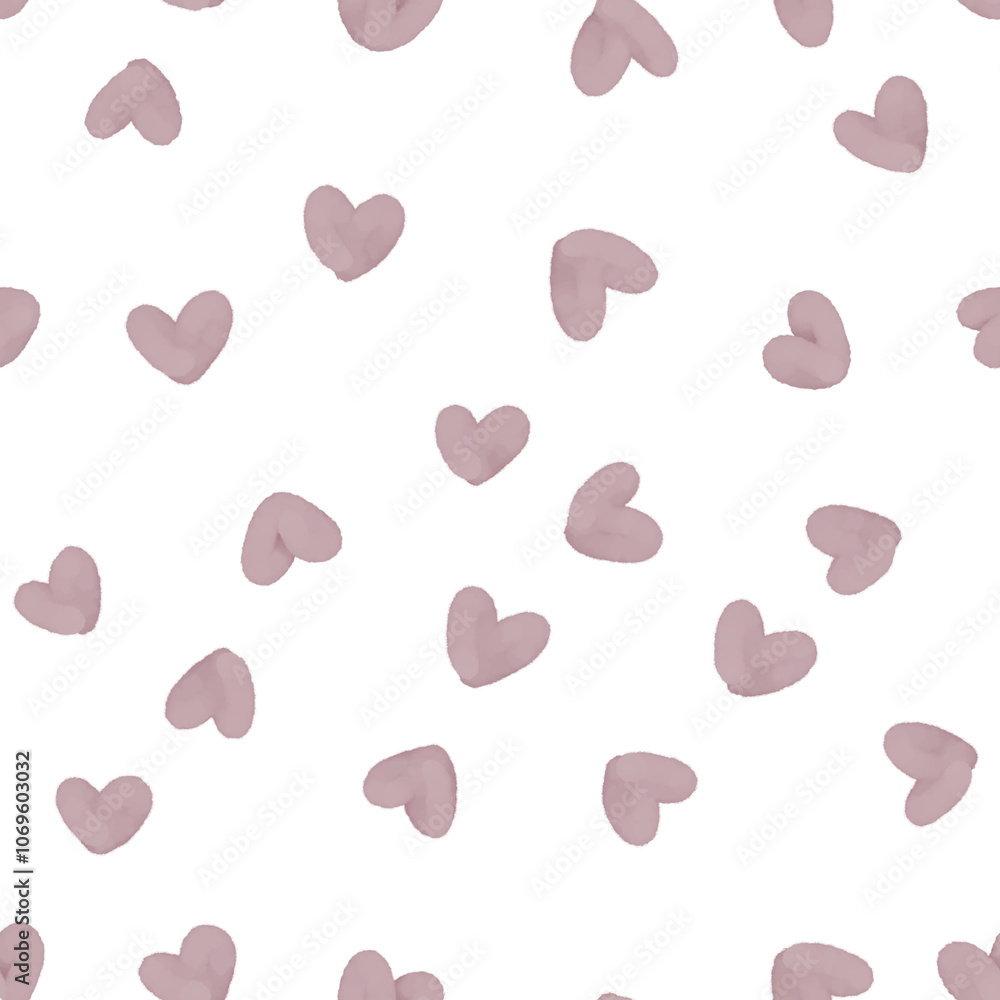 Cute watercolor seamless pattern with hearts Cute watercolor seamless pattern with hearts