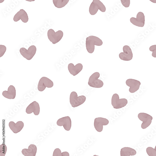 Cute watercolor seamless pattern with hearts