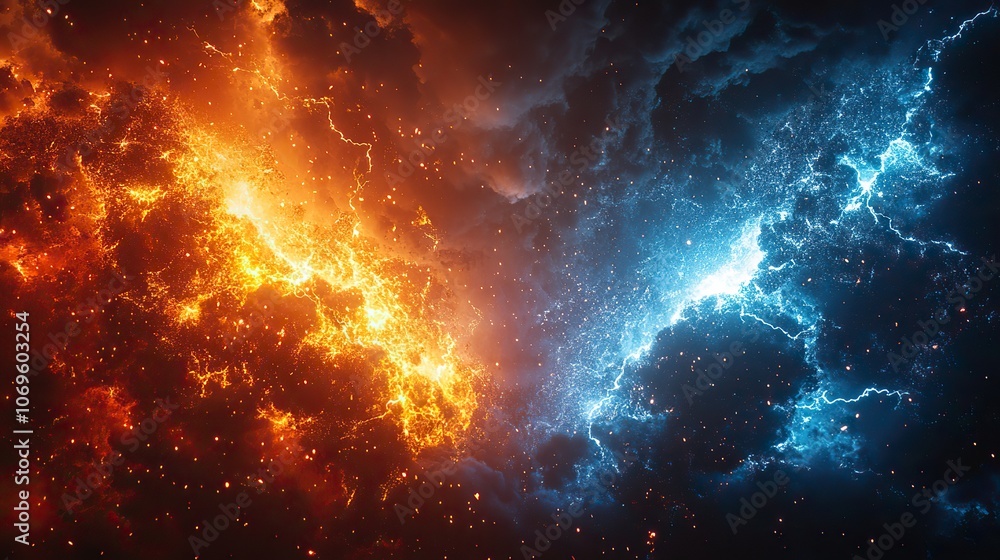 A versus banner adorned with sparks and lightning strikes sets the stage for exciting and intense confrontations. A versus banner adorned with sparks and lightning strikes sets the stage for exciting and intense confrontations.