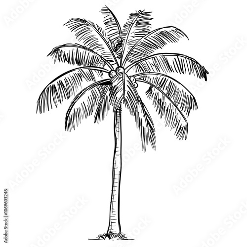 Handdrawn Coconut Tree Illustration