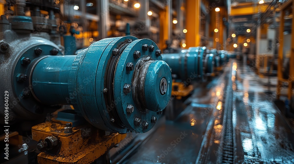 A view of water pumps in a power plant highlights their crucial role in maintaining operational efficiency. A view of water pumps in a power plant highlights their crucial role in maintaining operational efficiency.
