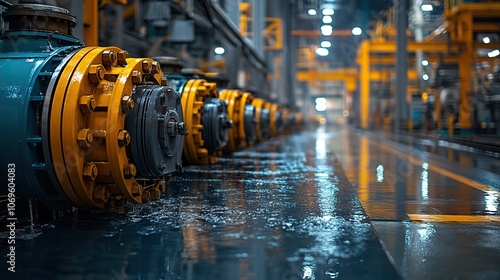 A view of water pumps in a power plant highlights their crucial role in maintaining operational efficiency.