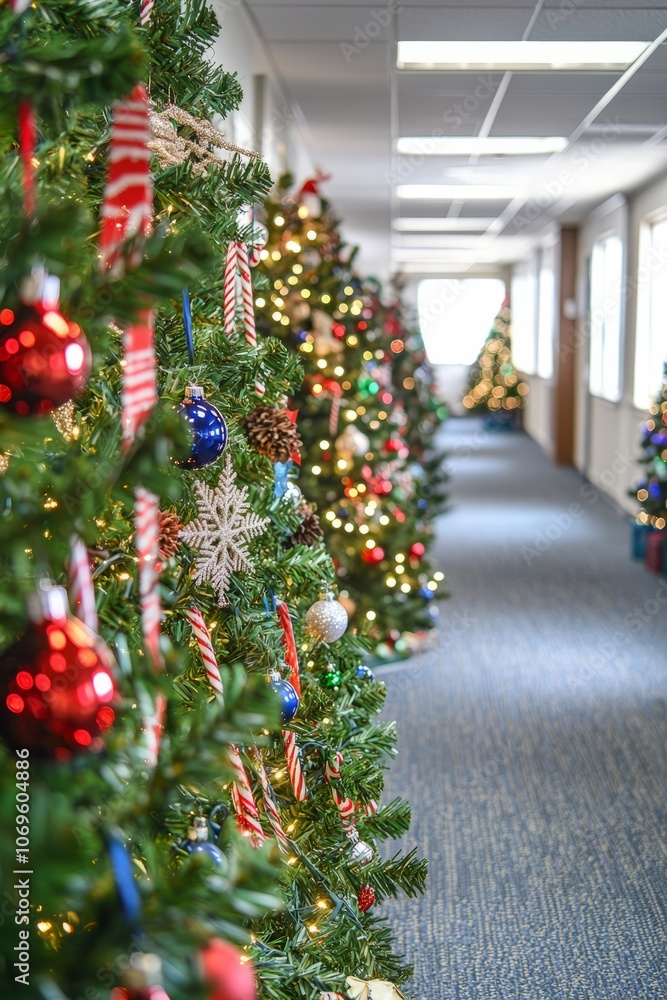 The office participates in a Christmas tree decorating contest to spread holiday joy. Employees The office participates in a Christmas tree decorating contest to spread holiday joy. Employees