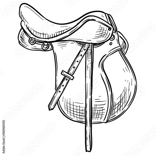 Handdrawn Horse Saddle Illustration