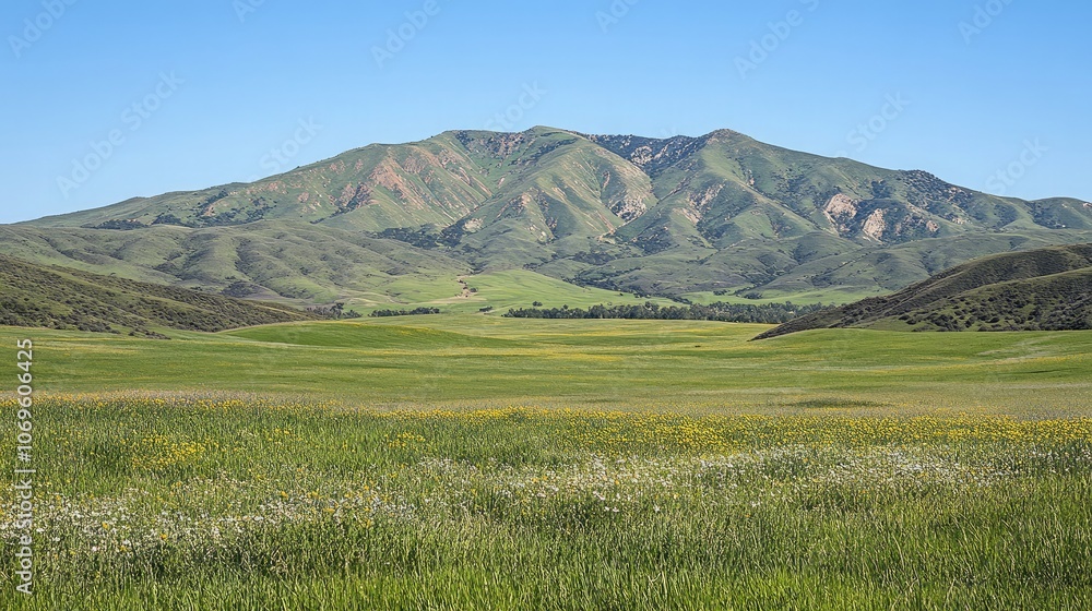 Serene Green Hills Under Clear Blue Sky Serene Green Hills Under Clear Blue Sky
