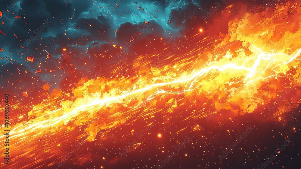 Abstract comic background with a thunder flash, creating a dynamic and energetic scene. Abstract comic background with a thunder flash, creating a dynamic and energetic scene.
