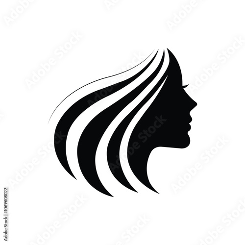 beauty long hair woman logo silhouette