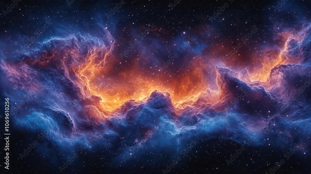 Fototapeta premium stunning nebula wallpaper featuring swirling stardust in hues of blue, purple, and magenta, capturing the beauty of the galaxy in a mesmerizing illustration