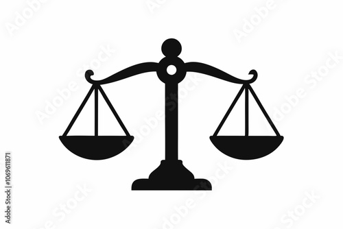 Weight scales black silhouette illustration,Black balance, scale, justice, weight, law, scales, gold, legal, symbol, measurement of svg vector cut file Cricut silhouette design.