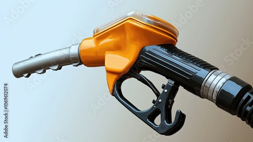 An artistic vector design showcases a fueling nozzle for gasoline on a transparent background, exemplifying a fuel pump template.