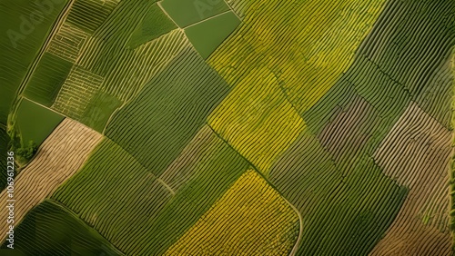 Rich Tapestry of Agricultural Fields Seen from the Sky, Showcasing the Diverse Colors and Textures of Rural Farmland_090