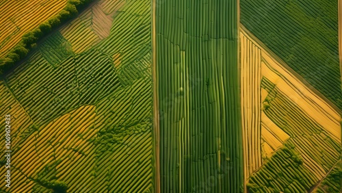 Rich Tapestry of Agricultural Fields Seen from the Sky, Showcasing the Diverse Colors and Textures of Rural Farmland_094