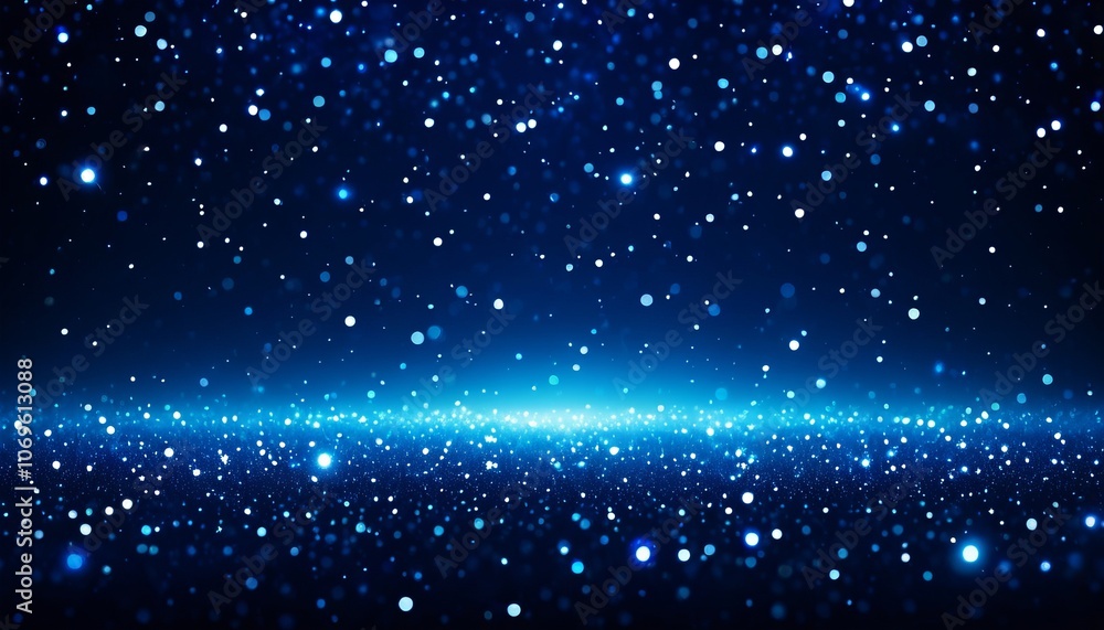 Fototapeta premium Abstract blue bokeh background with glowing particles and light effects