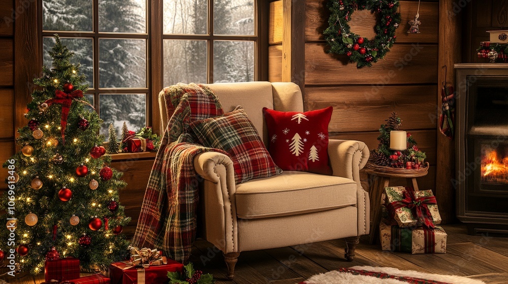 Cozy Reading Nook in a Festive Living Room Cozy Reading Nook in a Festive Living Room