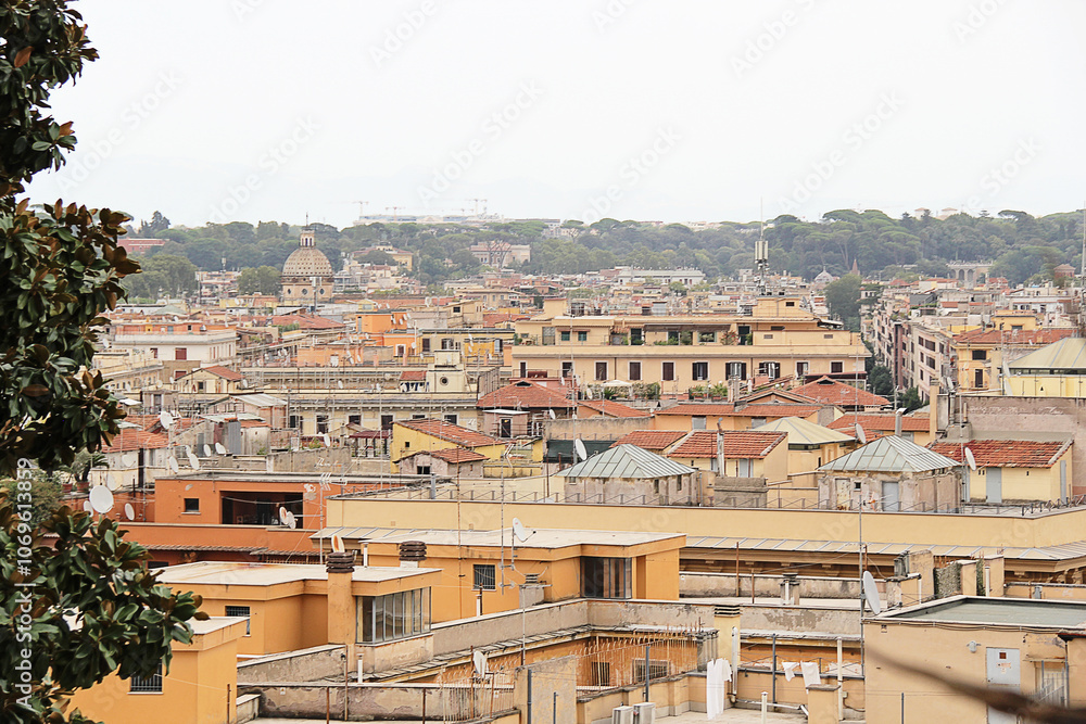 Naklejka premium Rome, Italy Cityscape View with Roofs