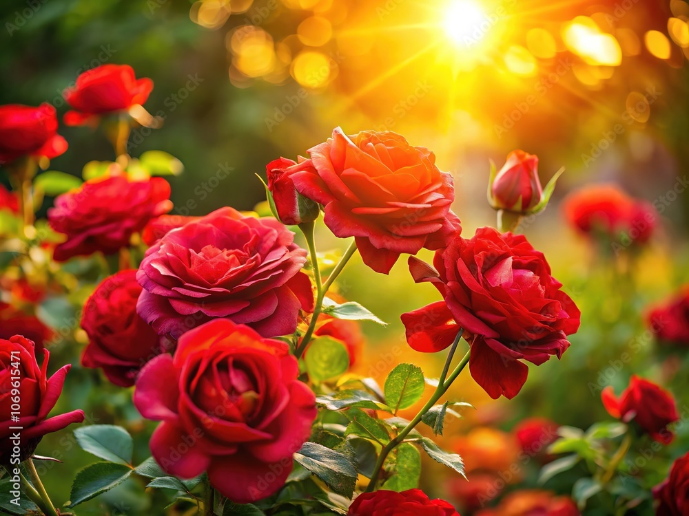 Beautiful Red Roses Afternoon Sunlight Copy Space Beautiful Red Roses Afternoon Sunlight Copy Space