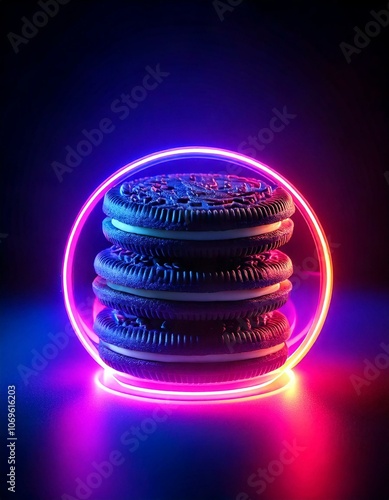 Oreo apiladas luz neon photo