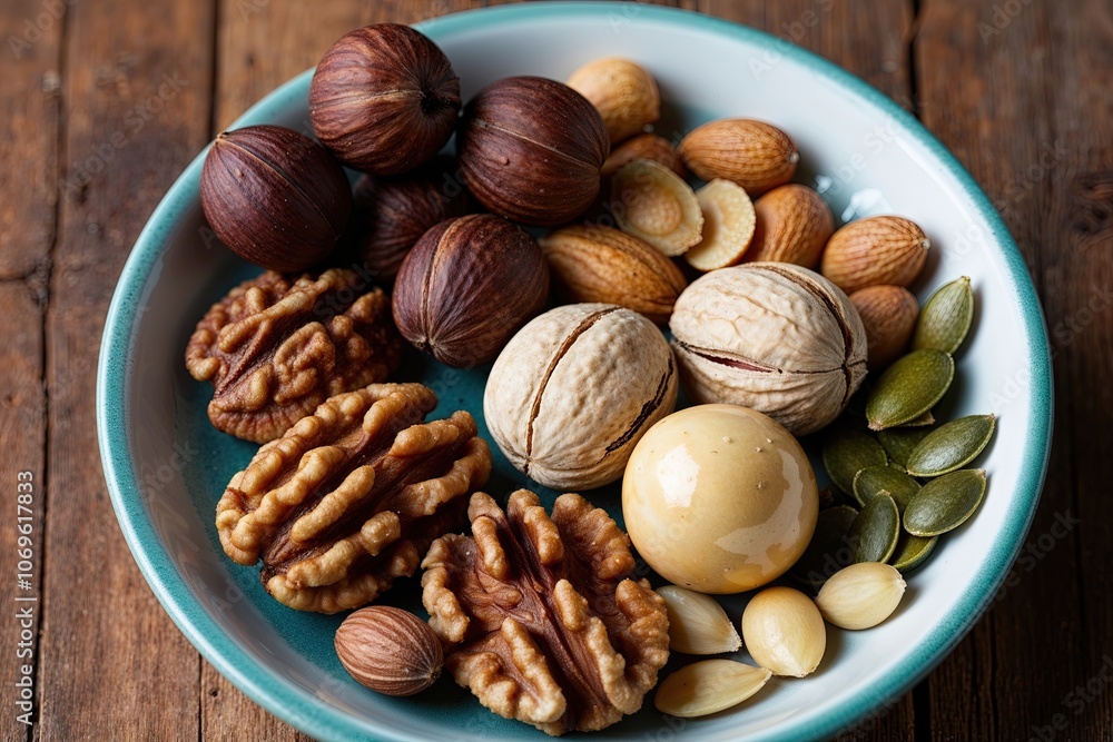 Whimsical Nut Medley with Hazelnuts Walnuts Macadamia Nuts and Mixed Seeds Whimsical Nut Medley with Hazelnuts Walnuts Macadamia Nuts and Mixed Seeds