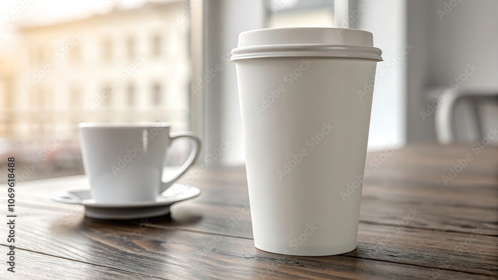 Coffee Cup, Modern, Minimalist, Empty, Copy Space, Photorealistic Coffee Cup, Modern, Minimalist, Empty, Copy Space, Photorealistic