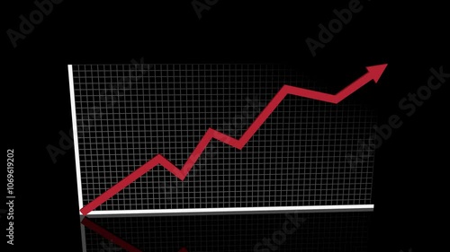 Stock up red arrow with graph