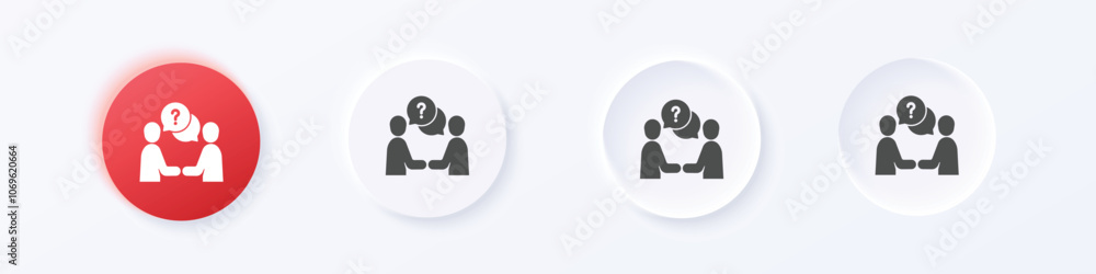 Discussion icon. Neumorphism round style button design vector Discussion icon. Neumorphism round style button design vector
