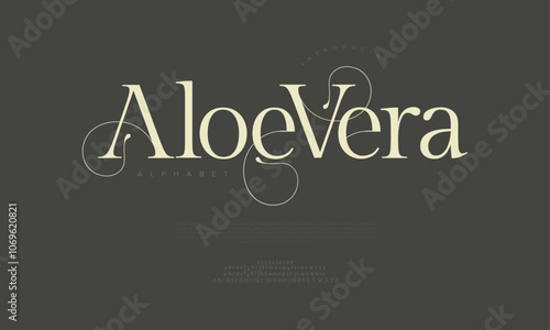 Aloevera typography beauty fashion elegant minimalist serif italic fonts decorative wedding vintage retro logos. Minimal luxury font alphabet logo. Vector illustration