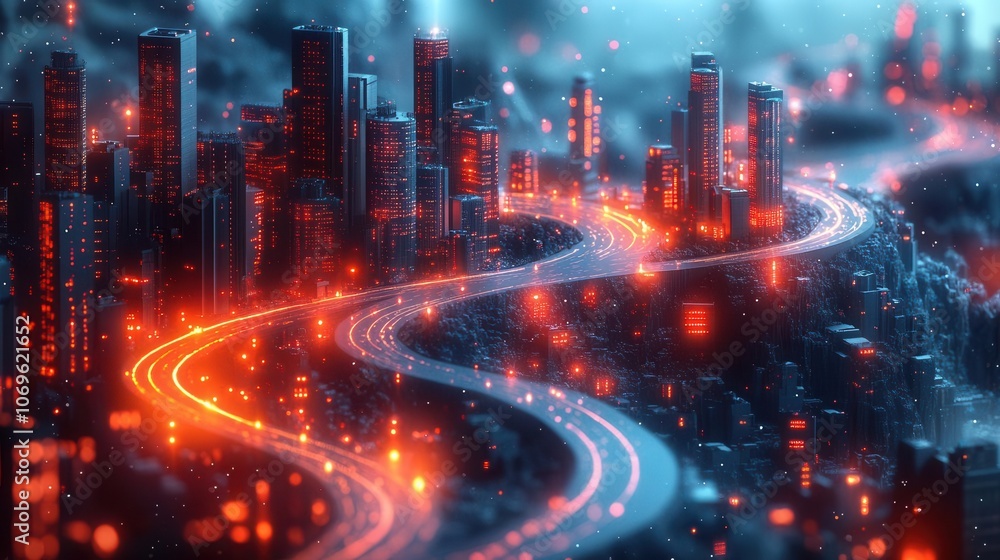 Fototapeta premium vision for new year 2025, featuring a roadmap with milestones and goals, embodying strategy, growth, and future challenges through a creative business concept illustration