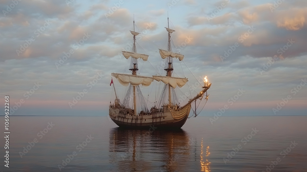 Tall Ship at Sunset, sailing ship, sailboat, ocean, sea, dusk Tall Ship at Sunset, sailing ship, sailboat, ocean, sea, dusk