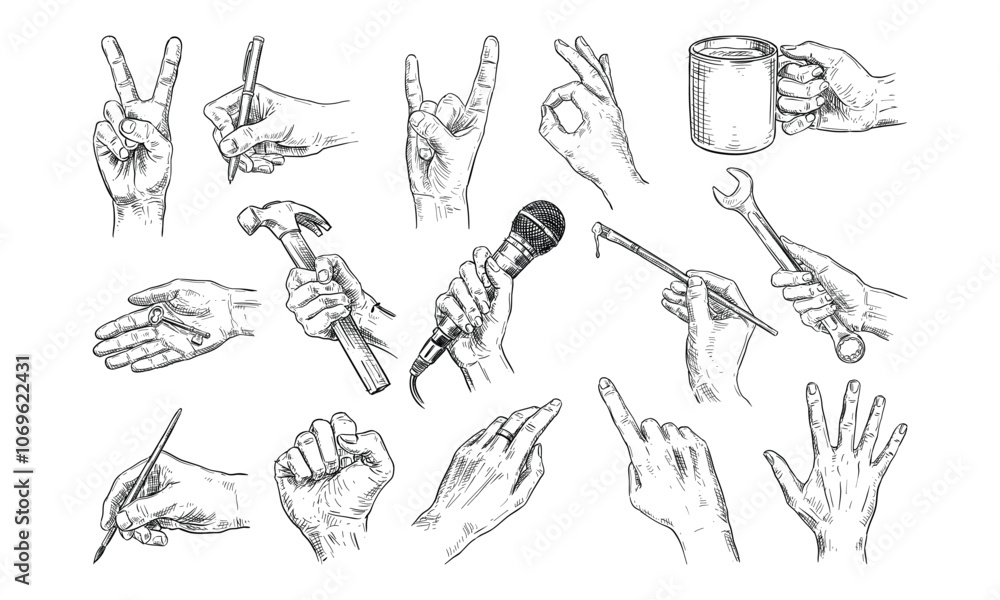 Handdrawn Hand Gesture Collection Handdrawn Hand Gesture Collection