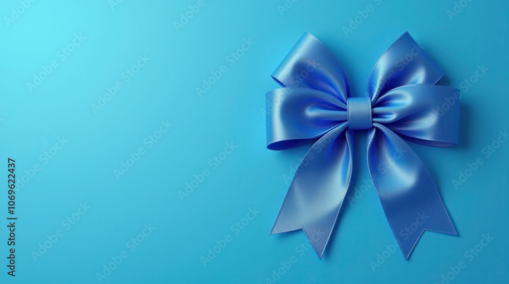 Soft Blue Bow on a Gradient Blue Background for November Awareness. Generative AI Soft Blue Bow on a Gradient Blue Background for November Awareness. Generative AI