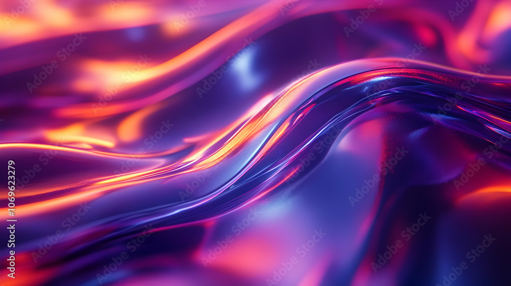 Naklejka premium Abstract Background with Wavy Lines and Neon Colors