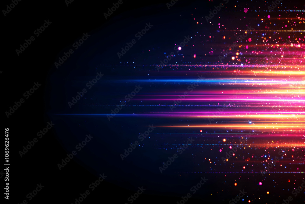 Obraz premium Abstract Light Streaks and Glitter Background, glow, lines, sparkle, shine, bright