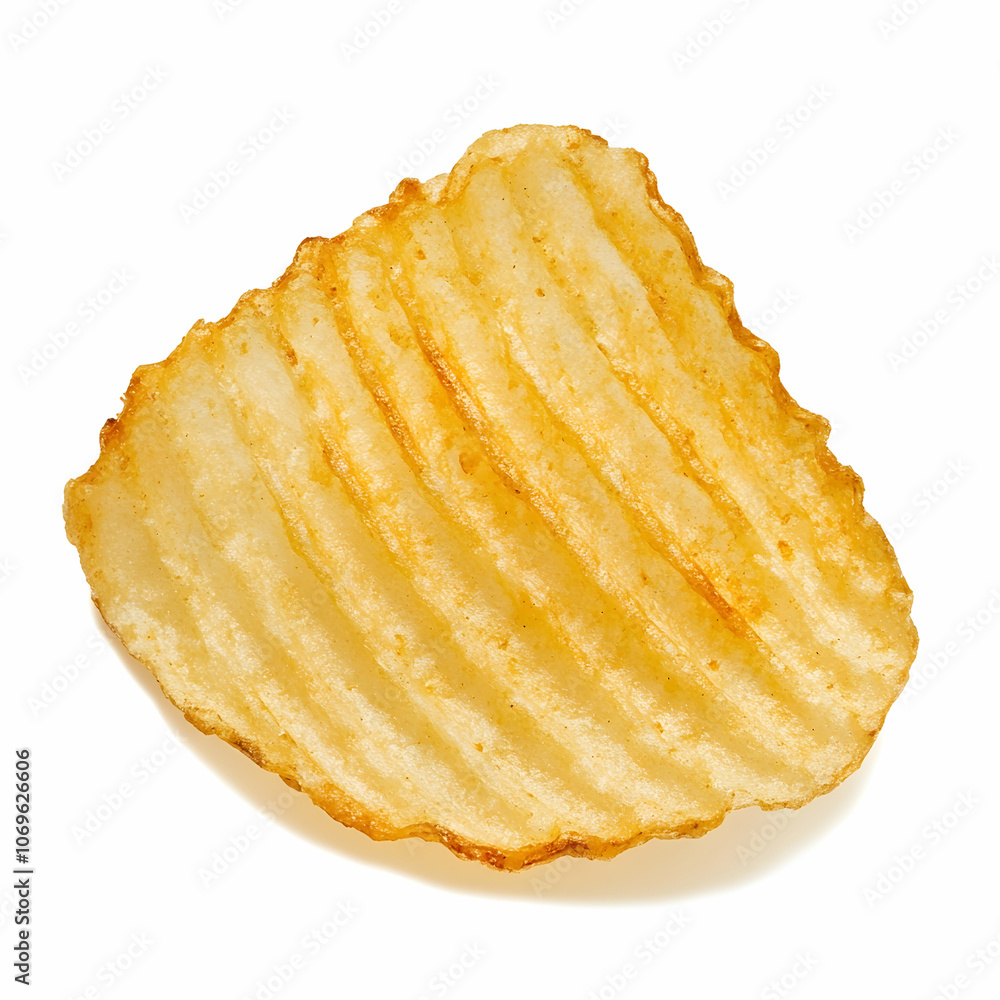 Single Potato Chip Isolated on White, potato chips, snack, snack food, crispy, crunchy Single Potato Chip Isolated on White, potato chips, snack, snack food, crispy, crunchy