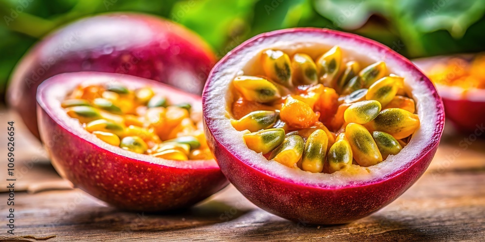 Passion Fruit Halved - Fresh Fruit Photography - Close Up Passion Fruit Halved - Fresh Fruit Photography - Close Up
